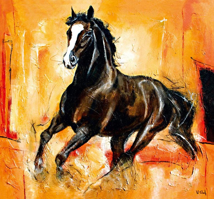 Warmblood Horse painting with structure