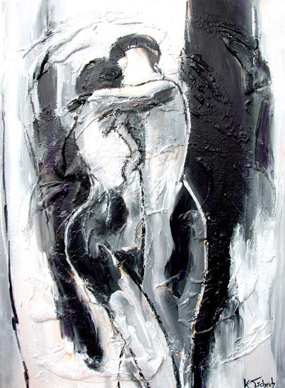 Couple painting black and white