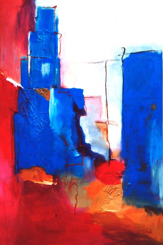 Town painting abstract