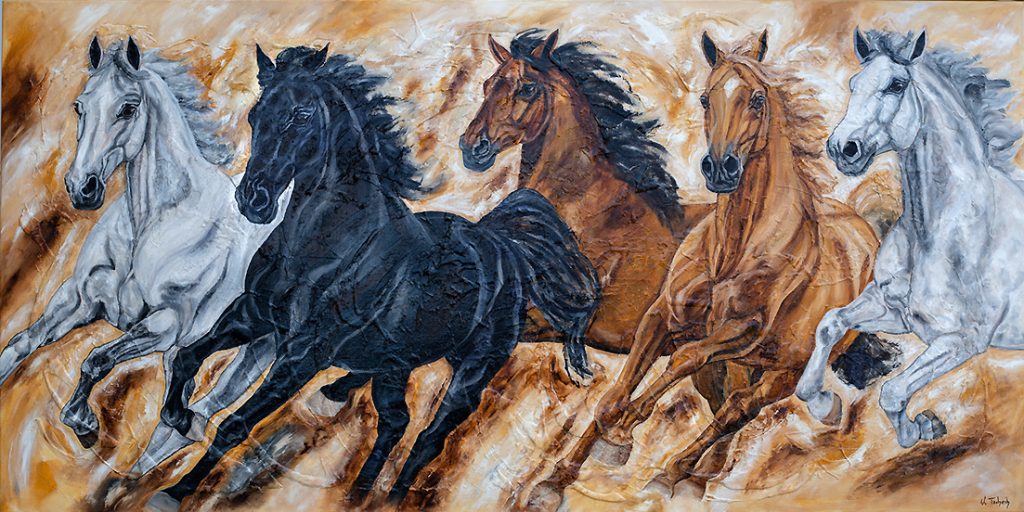 Wild horse herd painting